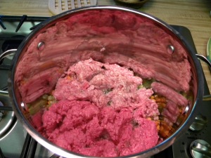 Grass fed ground beef and pork